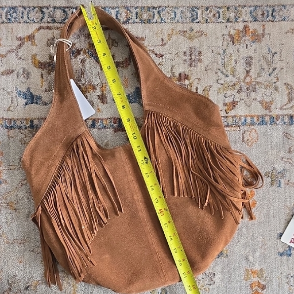 Lucky Brand Brown Suede Fringe Hobo Bag NWT - Picture 8 of 13
